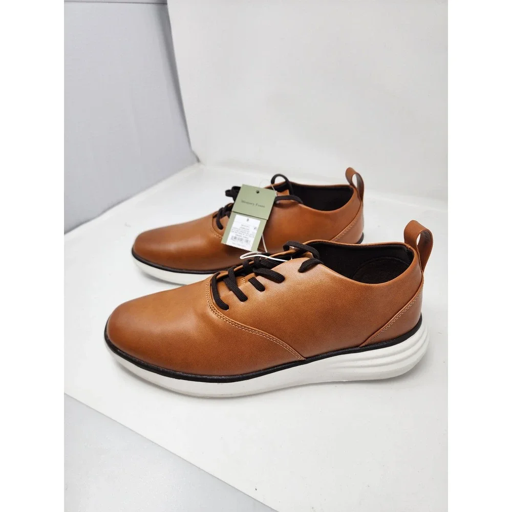 Goodfellow & Co Mens Lace Up Dress Sneakers Brown Faux Leather Size 9